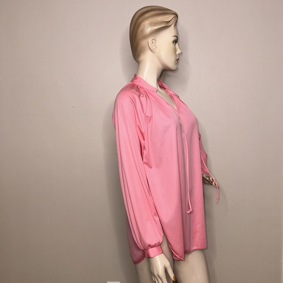 Vintage Pink Long Sleeve Polyester Blouse - Picture 7 of 16